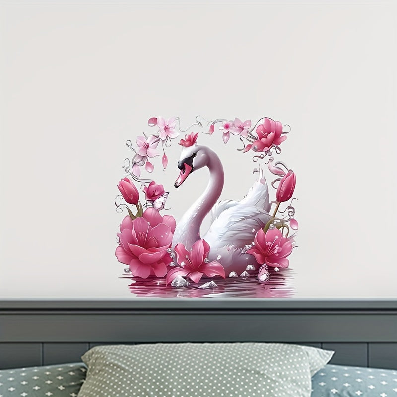 Swan Pattern Toilet Seat Sticker for Bathroom and Kitchen Decor