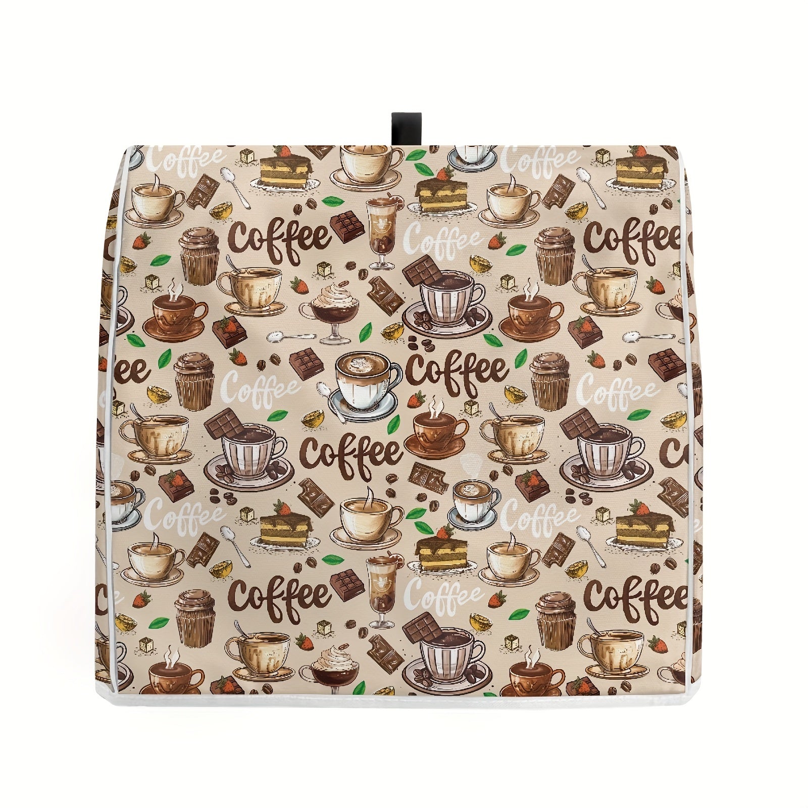 Coffee-Themed Stand Mixer Cover Dustproof Protective Kitchen Appliance Cover with Pockets