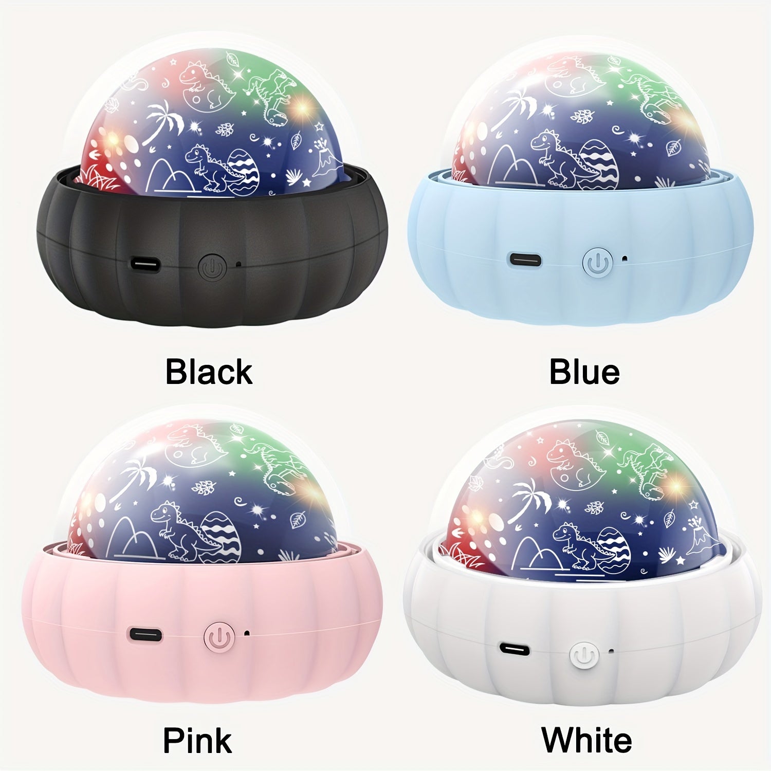 Night Light with Dinosaur and Moon Stars Galaxy Projection 360° Rotation Color Changing for Kids Bedroom