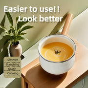 Cazo de esmalte de 6 pulgadas con tapa, olla pequeña para sopa, olla para leche para cocinar