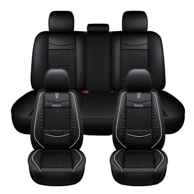 Juego de fundas de asiento de cuero sintético universal para interior de coche, cobertura completa