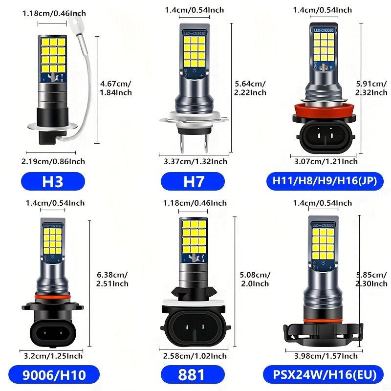Car LED Fog Light Bulb 6000K White Ice Blue Yellow White 2 Pack
