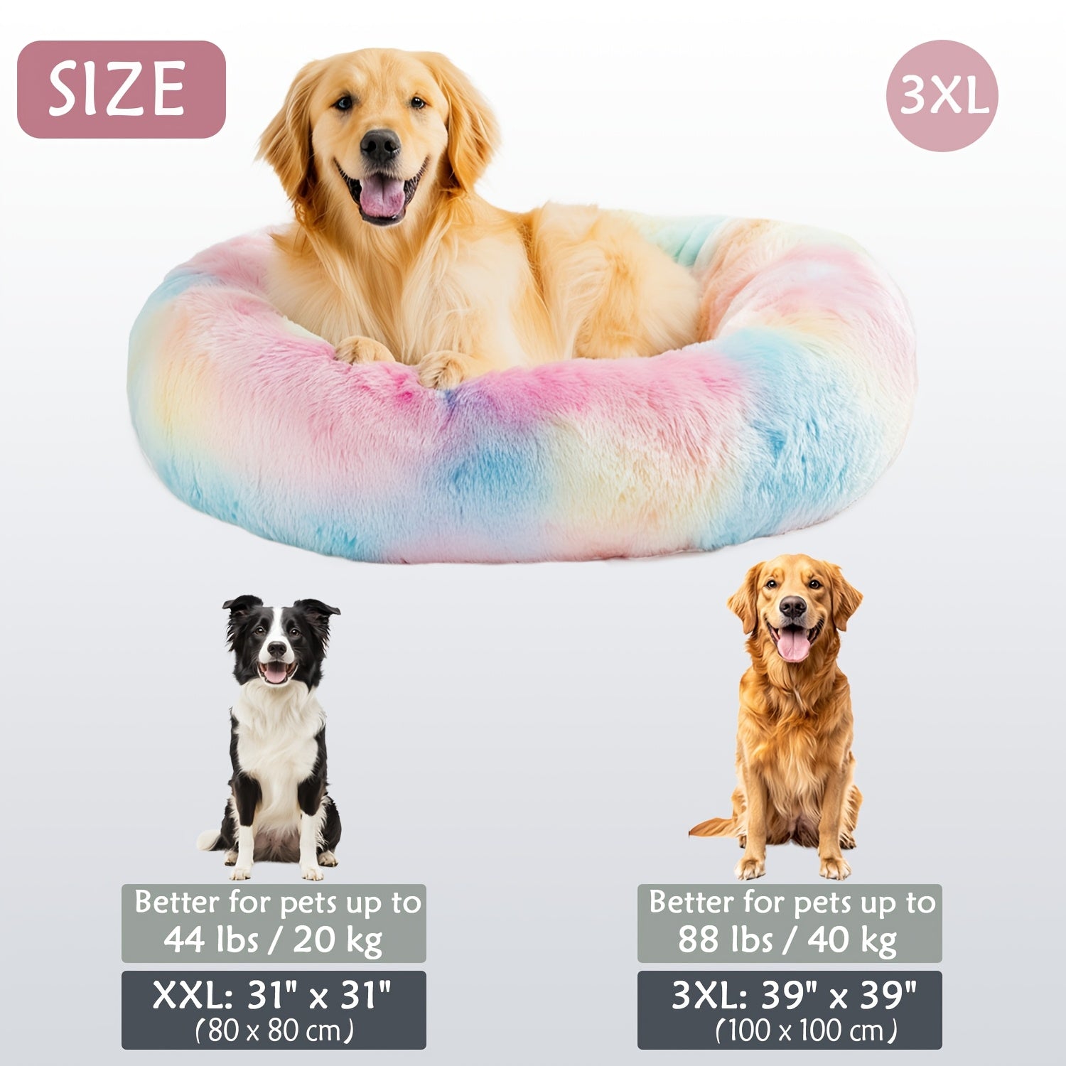 Round Dog Bed for Winter Indoor Use Polyester Non-Skid Bottom Small to Large Dogs