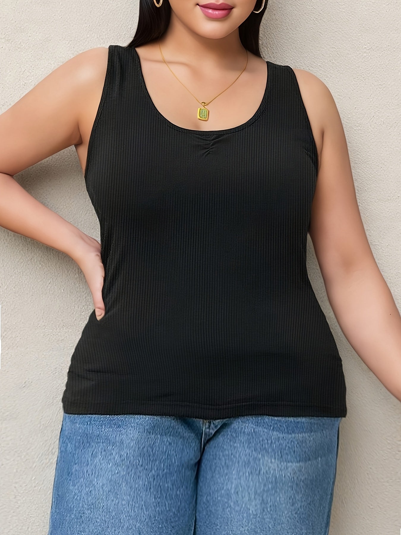 Plus Size Women's Cami Tank Top Off-Shoulder Ruched Stretchy Breathable