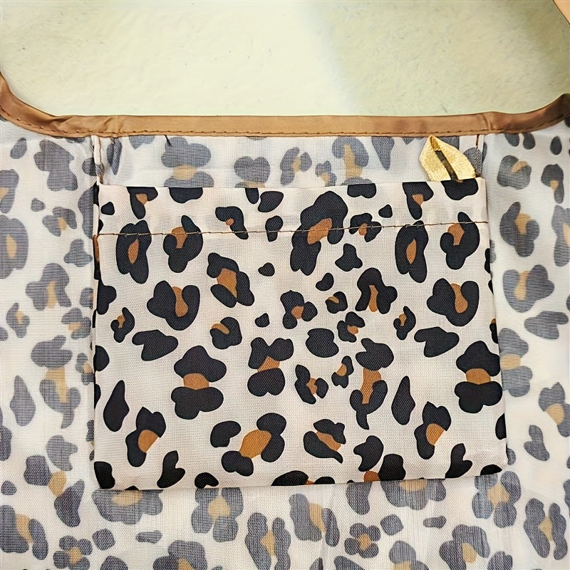 Leopard Print Polyester Tote Bag with Padded Straps and Reinforced Bottom