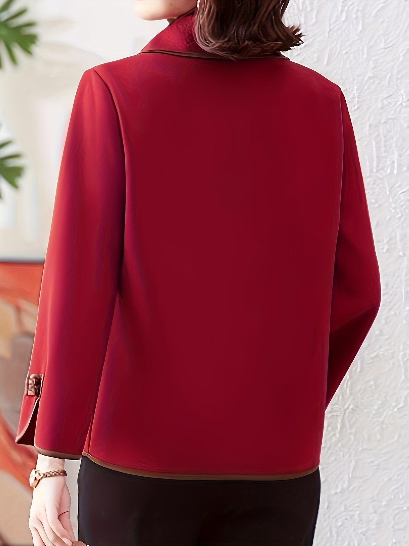 Women's Solid Color Polyester Coat for Spring and Fall Not Sheer Machine Washable