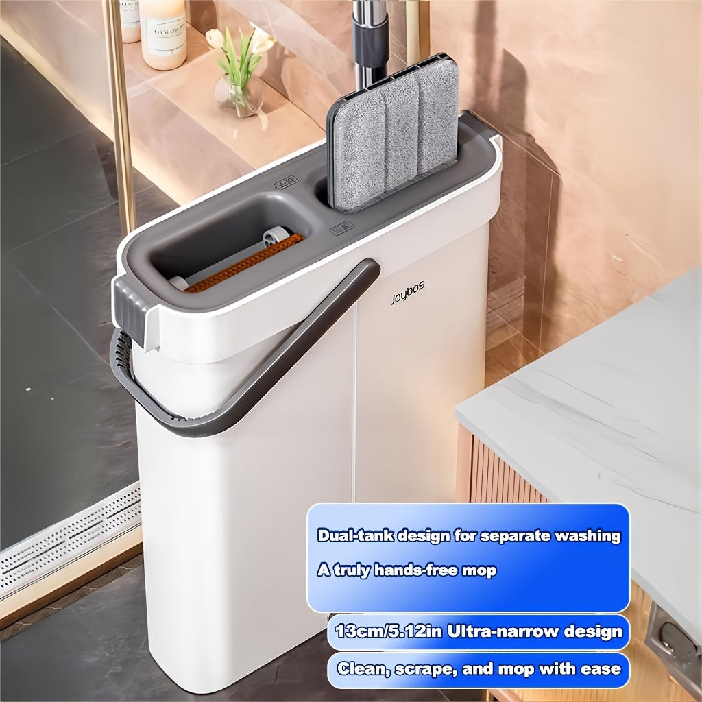 Microfiber Mop and Bucket Set with Dual-Tank, Washable Pads for Home Cleaning