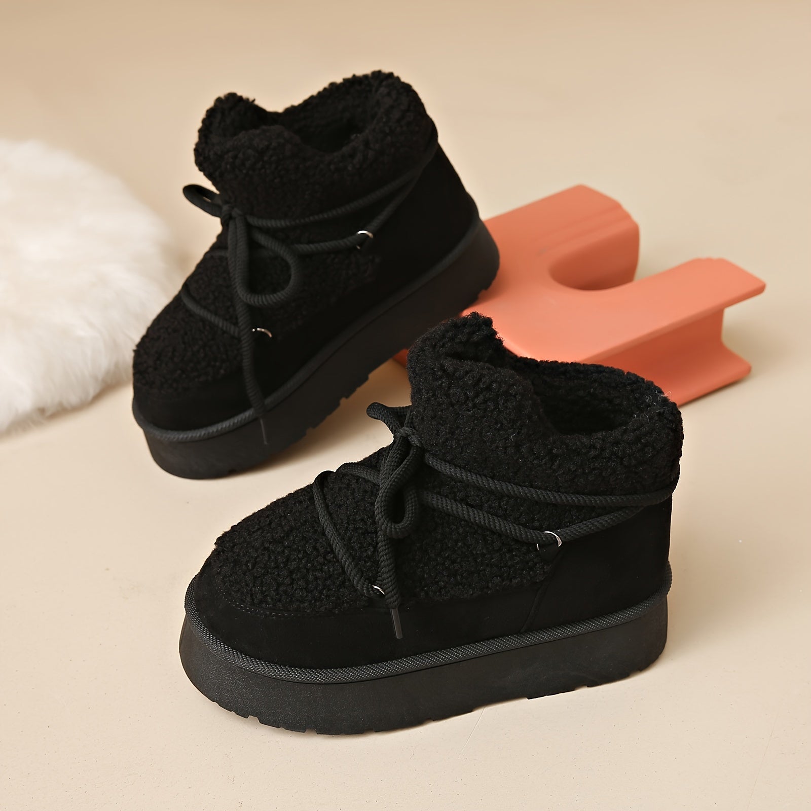 Women Snow Boots Winter Warm Slip-On Round Toe Fabric PVC Sole