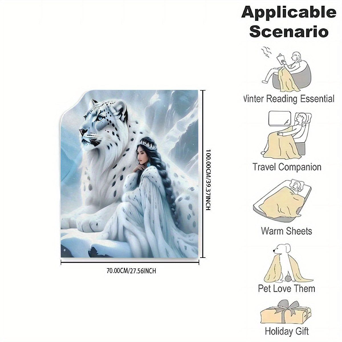 Leopard and Woman Design Flannel Fleece Blanket Hypoallergenic Washable Polyester Bedding for Living Room Couch All-Season Gift