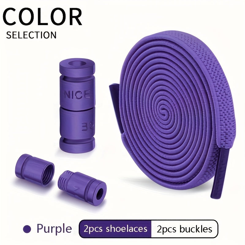 Unisex Elastic No-Tie Shoelaces with Locks Lightweight Acetate Sports Style