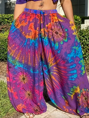 Women's Plus Size Tie Dye Wide Leg Pants Casual All-Season Polyester Knit