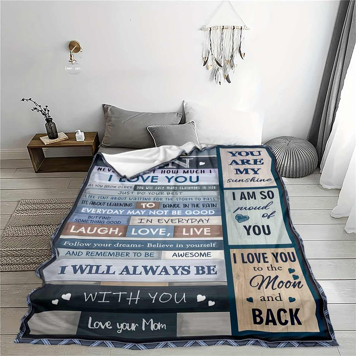 Soft Flannel Throw Blanket for Kids All-Season Cozy Fleece with Inspirational Quote