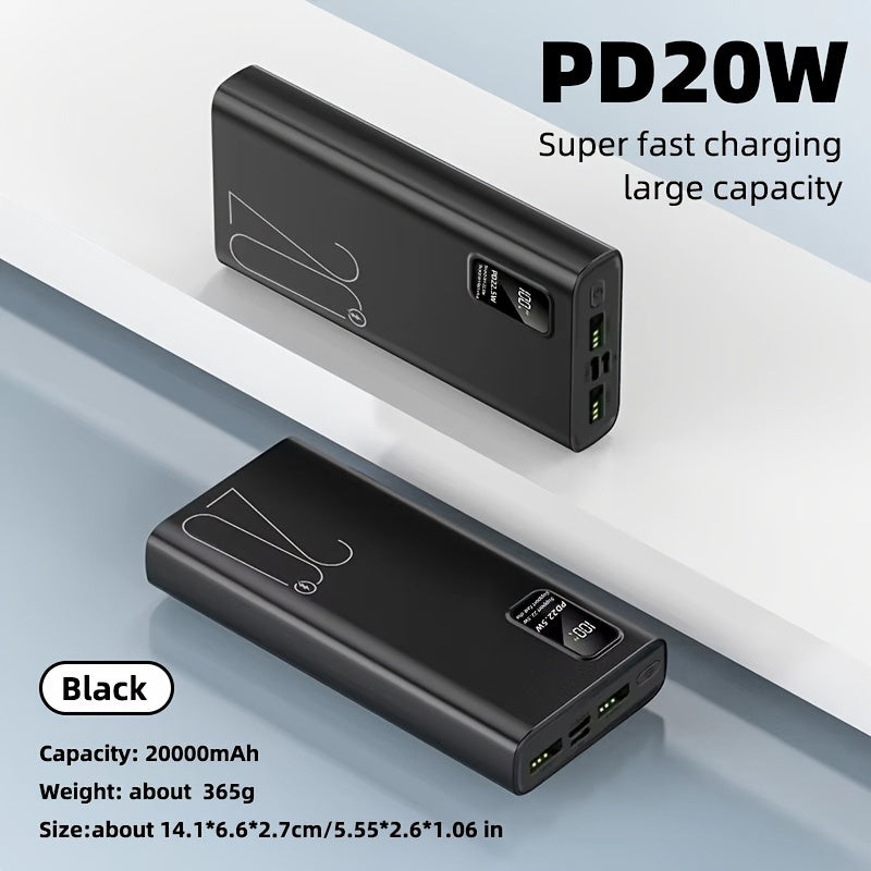 20000mAh Fast Charging Power Bank with Digital Display USB-C Dual USB Ports