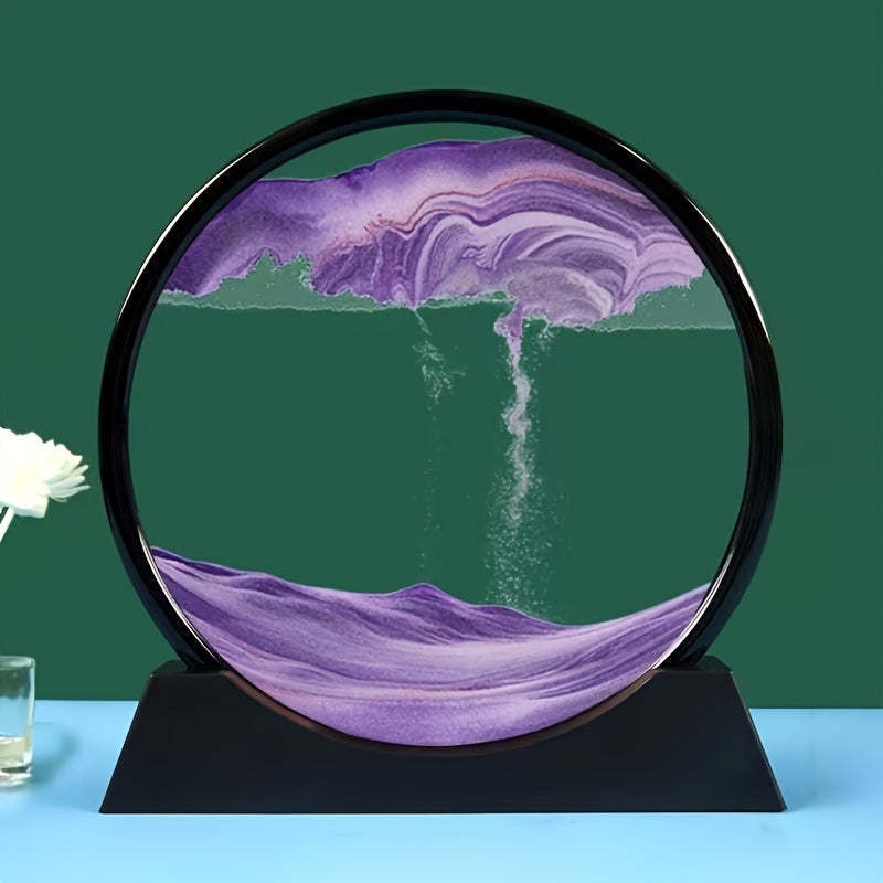 360-Degree Rotation Sand Painting Glass Art Decor Black Yellow Blue Purple