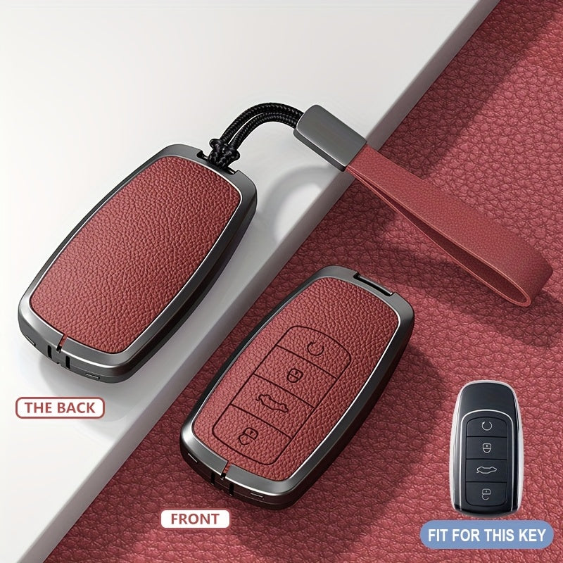 Universal TPU Car Key Cover Protector Red Textured Zinc Alloy Shell