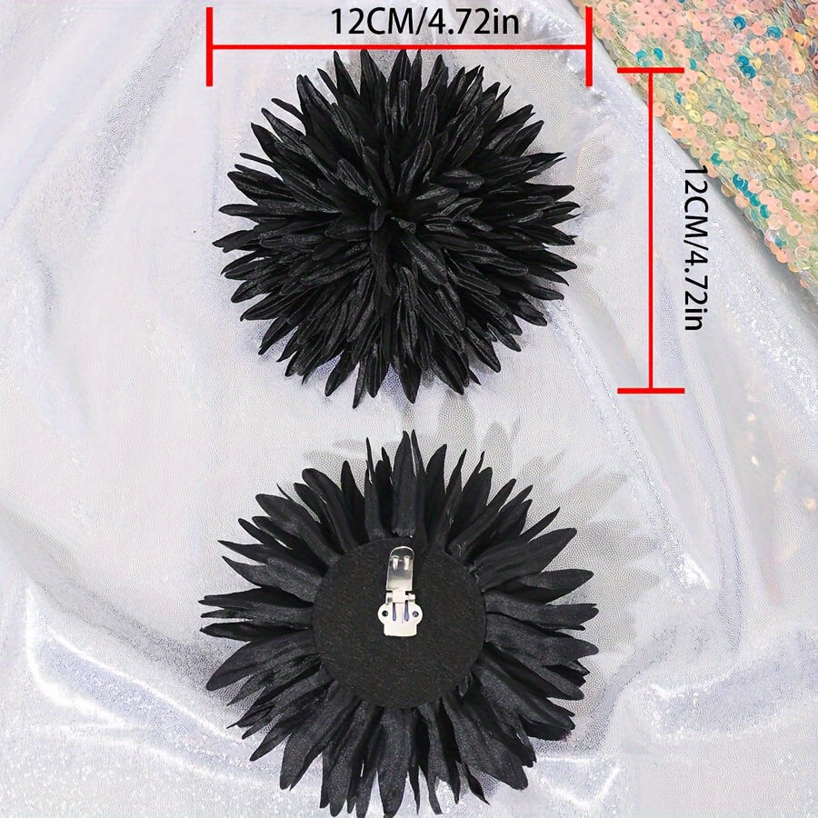 Women's Black Flower Shaped Nylon Shoe Charms 2pcs Detachable Accessories