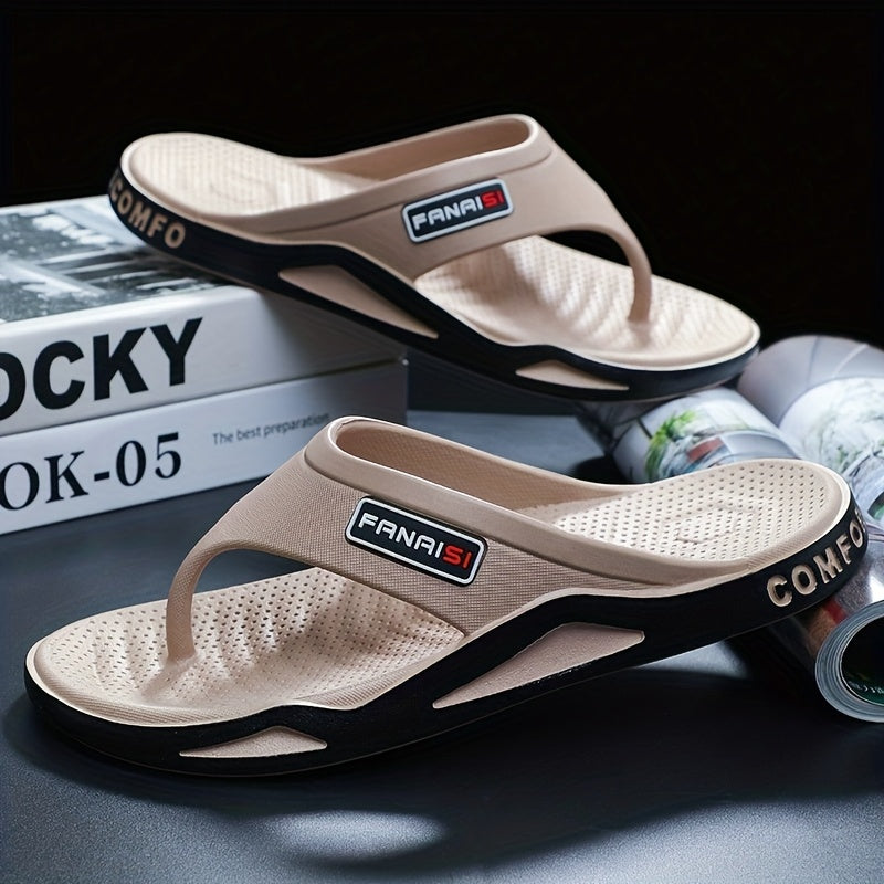 Men's Lightweight EVA Flip Flops for Beach Camping Casual Black White