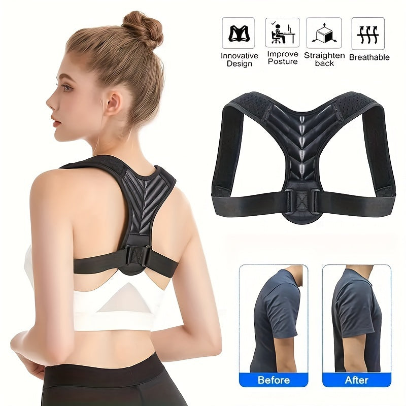 Posture Corrector Support for Men and Women Gray Black Adjustable Back Brace