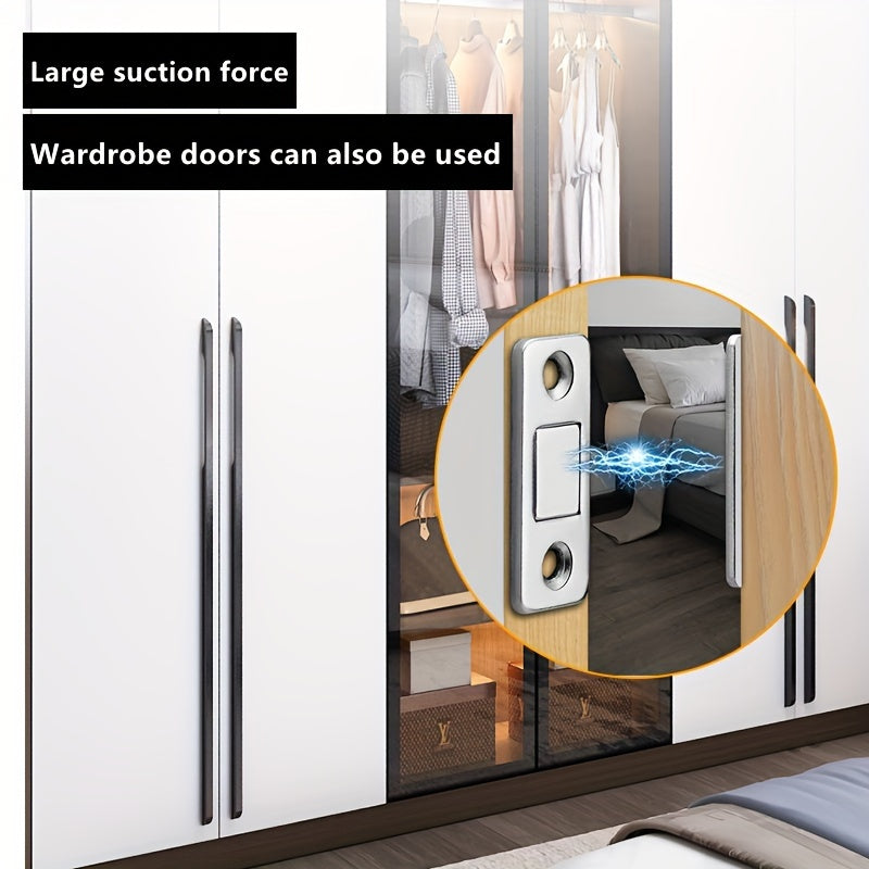 Magnetic Ultra-Thin Cabinet Door Suction Set Stainless Steel No Punching