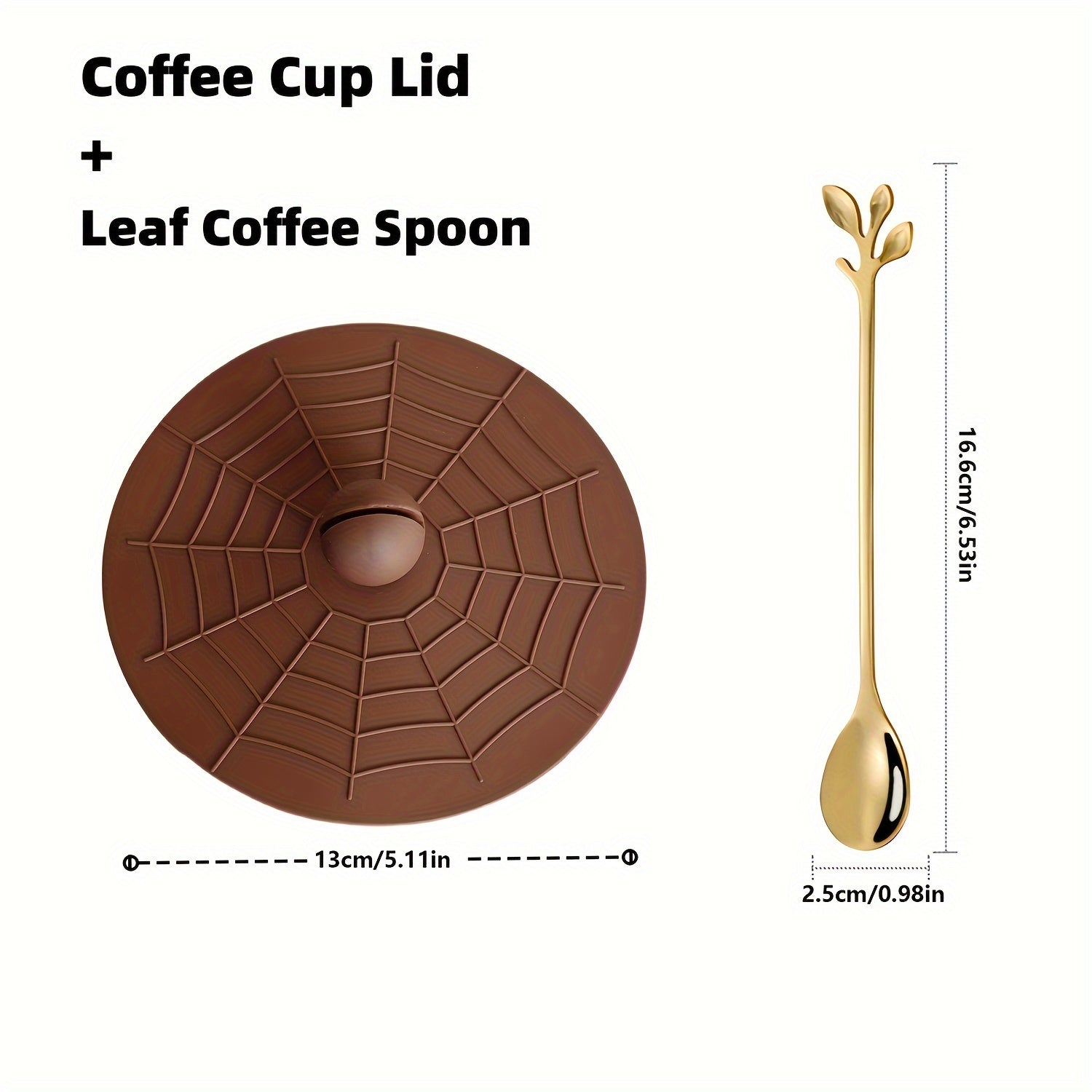 Silicone Cup Lid with Spoon Set Reusable Leakproof Cover for Ceramic Glass Tea Mug