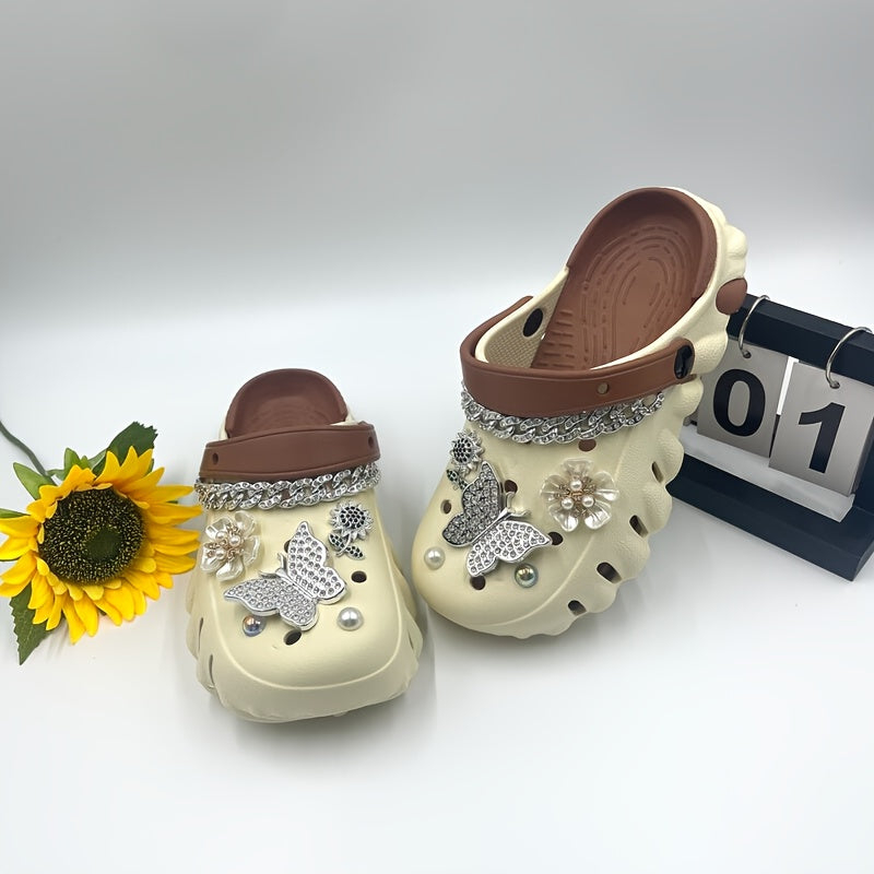 Women's Breathable EVA Sandals with Butterfly Chain Detail, Adjustable Straps