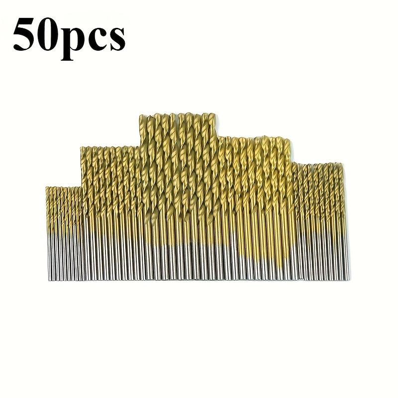 50 Pcs Titanium Coated High-Speed Steel Drill Bit Set with Hex Shank