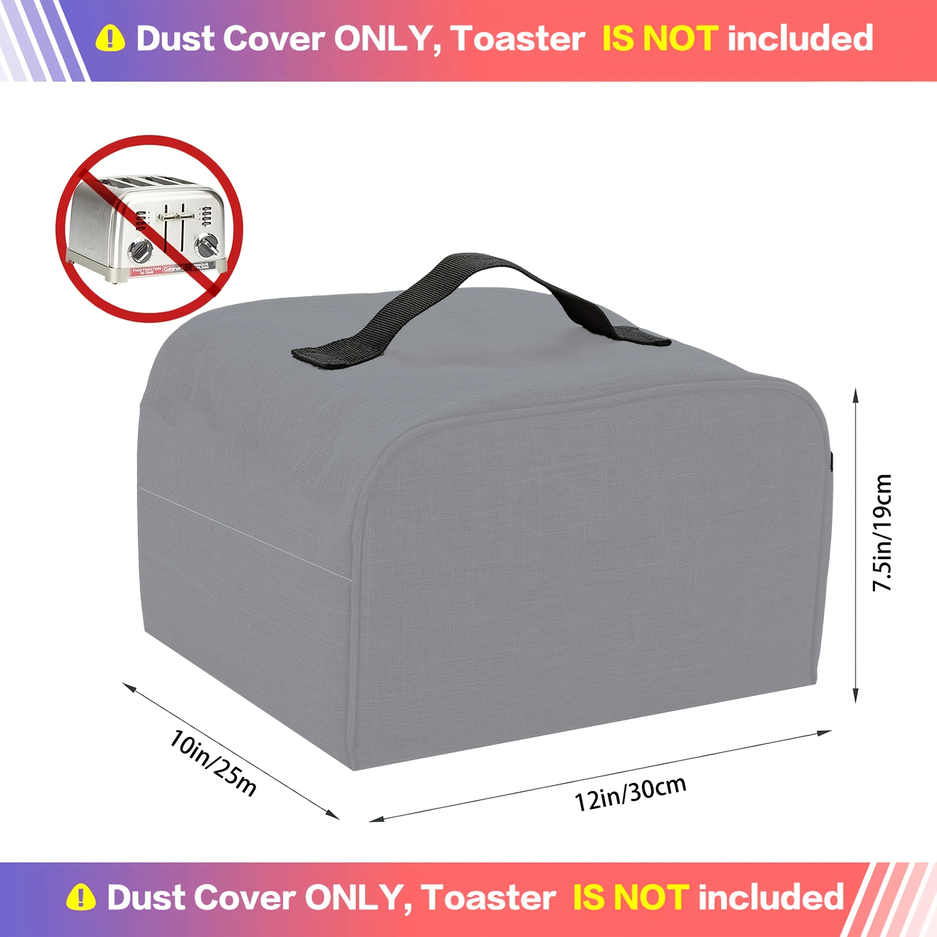 Toaster Cover Waterproof Dustproof Gray Fits 2/4 Slice Toasters with Storage Pocket