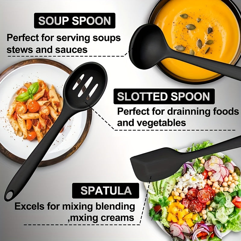 Set of 20 Non-Stick Silicone Kitchen Utensils Cooking Tools with Turner, Spoon, Whisk