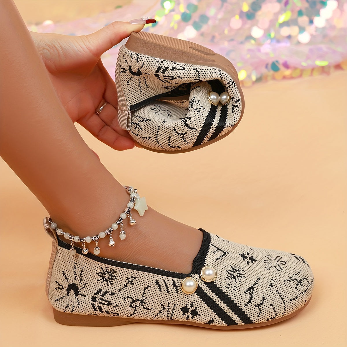 Women's Lace-Up Flats Breathable Fabric Slip-On Shoes Spring Season