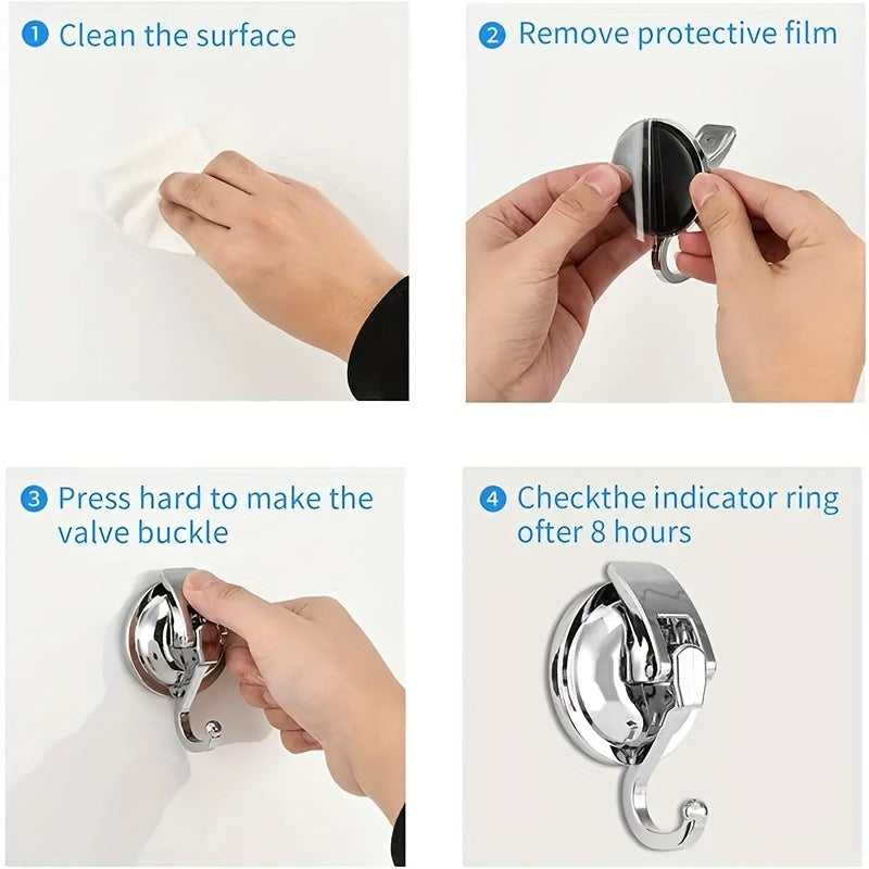 Plastic Wall Hooks Set of 2 or 4 Reusable No-Drill Adhesive Bathroom Kitchen Garage