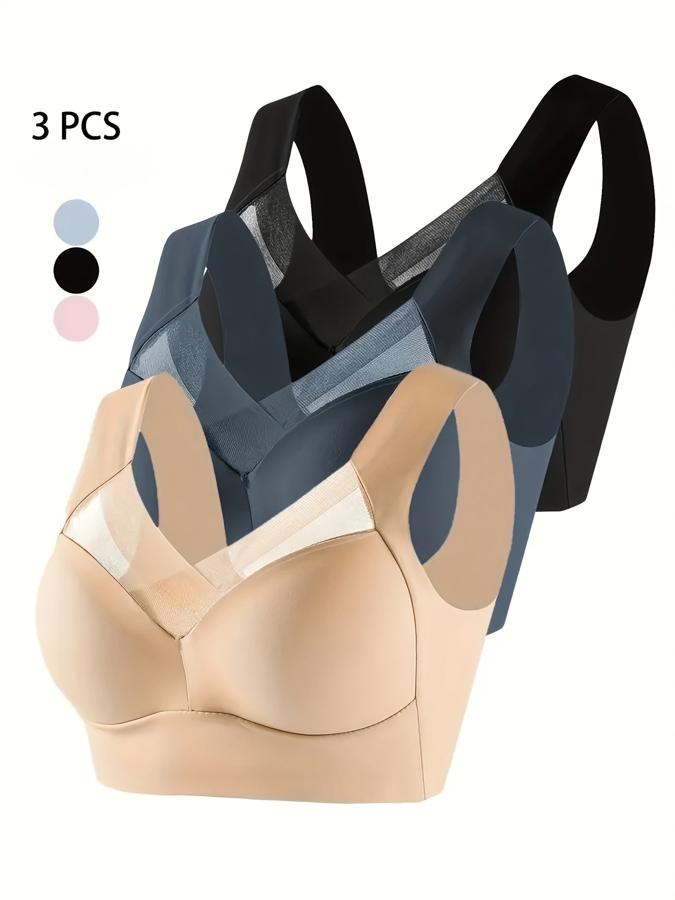 Women's Plus Size Seamless Ice Silk Sports Bra Set Medium Support Backless