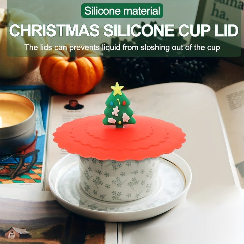 Рождественская силиконовая крышка для чашки с дизайном снеговика, безопасная для пищевых продуктов, против проливания, экологичная