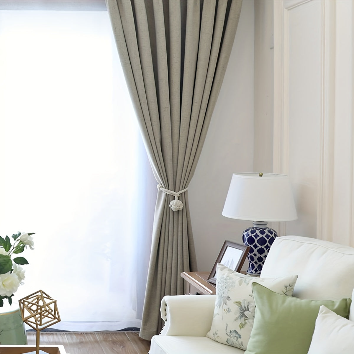 Vintage-ilhomlangan Meteor Burlap Qora O'chirish Pardasi - Dog'ga chidamli, Rod Pocket Dizayni, Pleated Polyester, Yashash xonasi va Yotoqxona uchun, Yorug'likni to'suvchi, Oson parvarish, Yashash xonasi pardalari