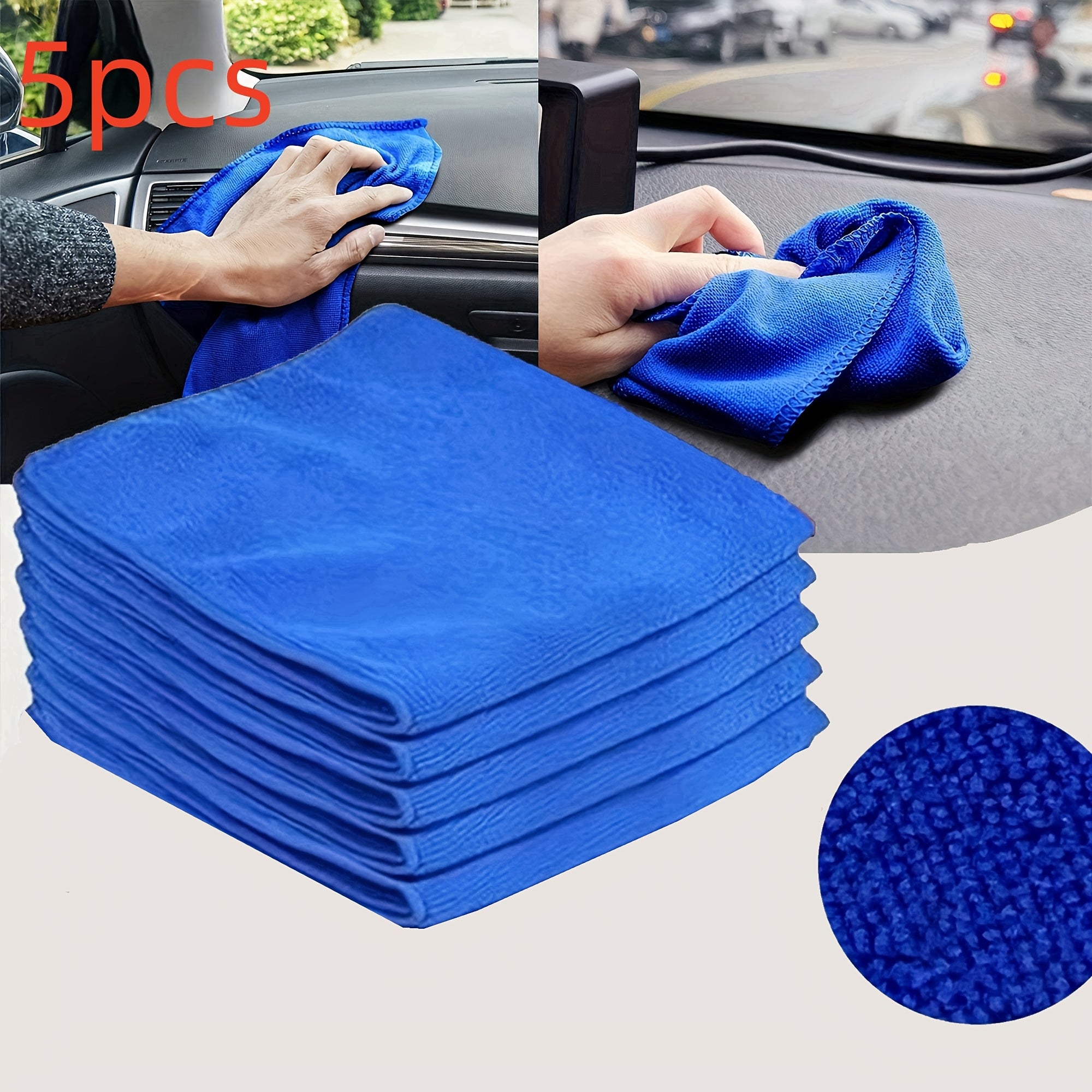 5-Pack Microfiber Towels for Car Cleaning and Home Drying