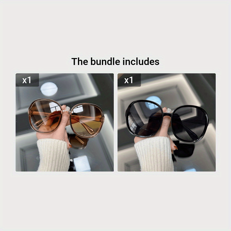 Women's Oversized Circular Sunglasses with Mirrored Lenses and Gradient Plastic Frames