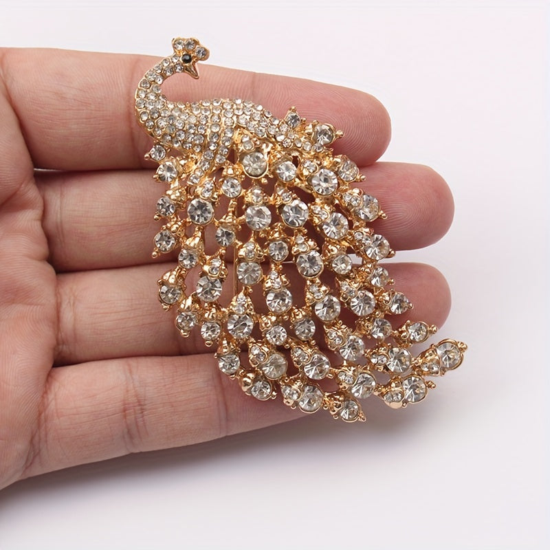 Broche antiguo de pavo real con rhinestones, diseño irregular para vestidos y trajes