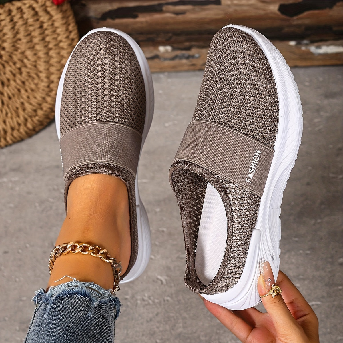 Women's White Black Breathable Mesh Sneakers for Summer Casual Walking