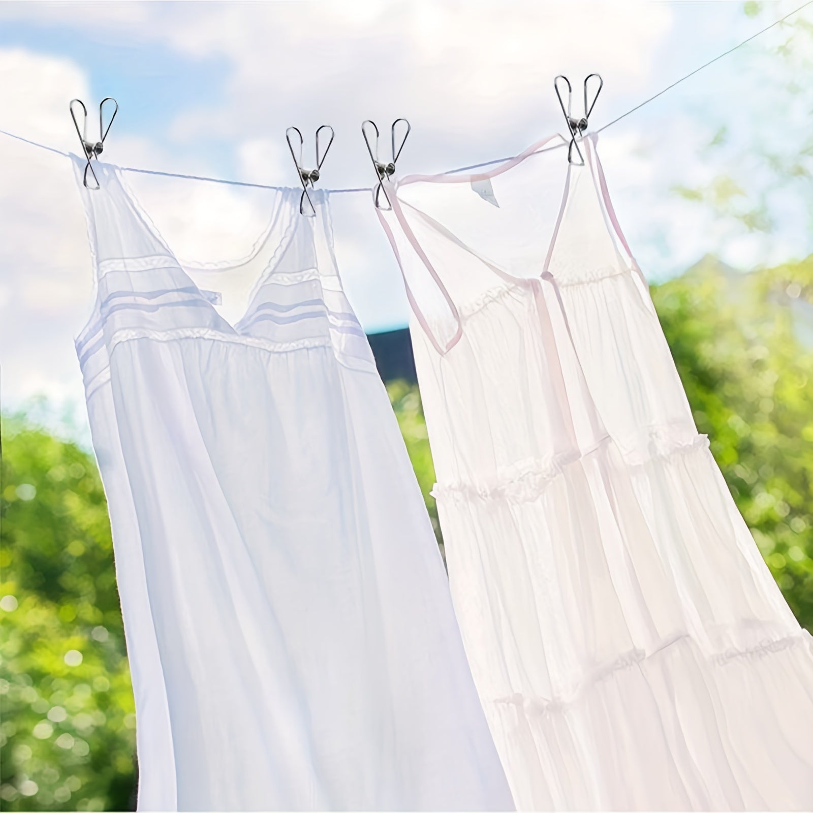 20 штук прищепок из нержавеющей стали, долговечные прищепки, универсальные металлические зажимы, идеально подходящие для стирки, дома, кухни, на улице, в поездках и в офисе.