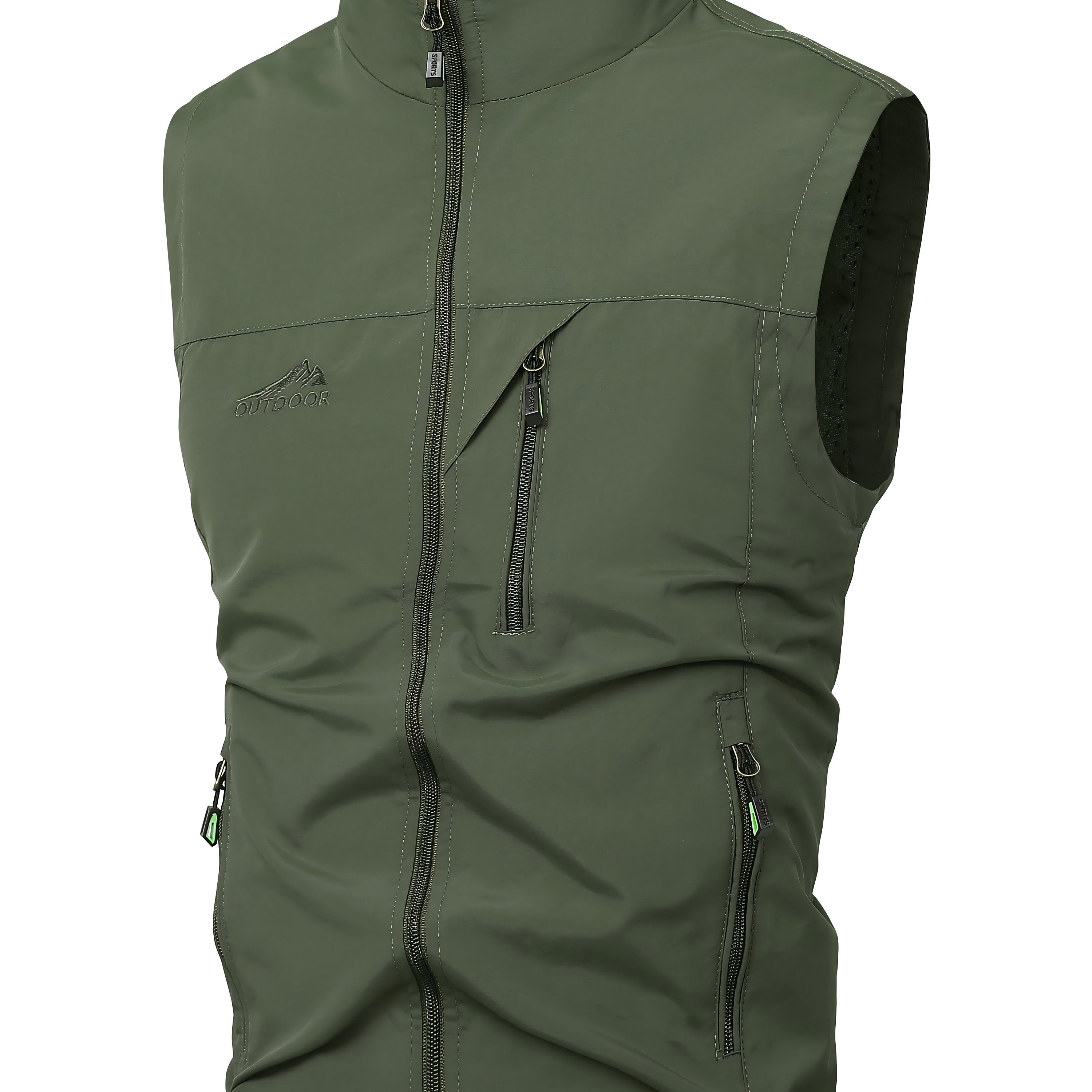 Men's Lightweight Sleeveless Nylon Vest with Stand Collar for Spring Fall Outdoor Casual