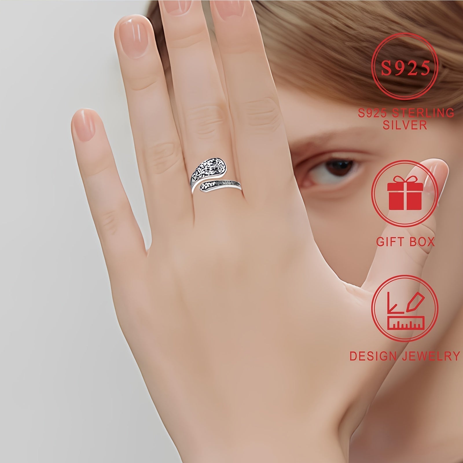 Vintage Bohemian uslubidagi 3D tekstura Hayot daraxti bantli zargarlik S925 Sterling Silver qoshiq halqasi, gippoallergen va ayollar uchun mukammal. Sovg'a qutisi bilan birga keladi, sovg'a berish uchun ideal.