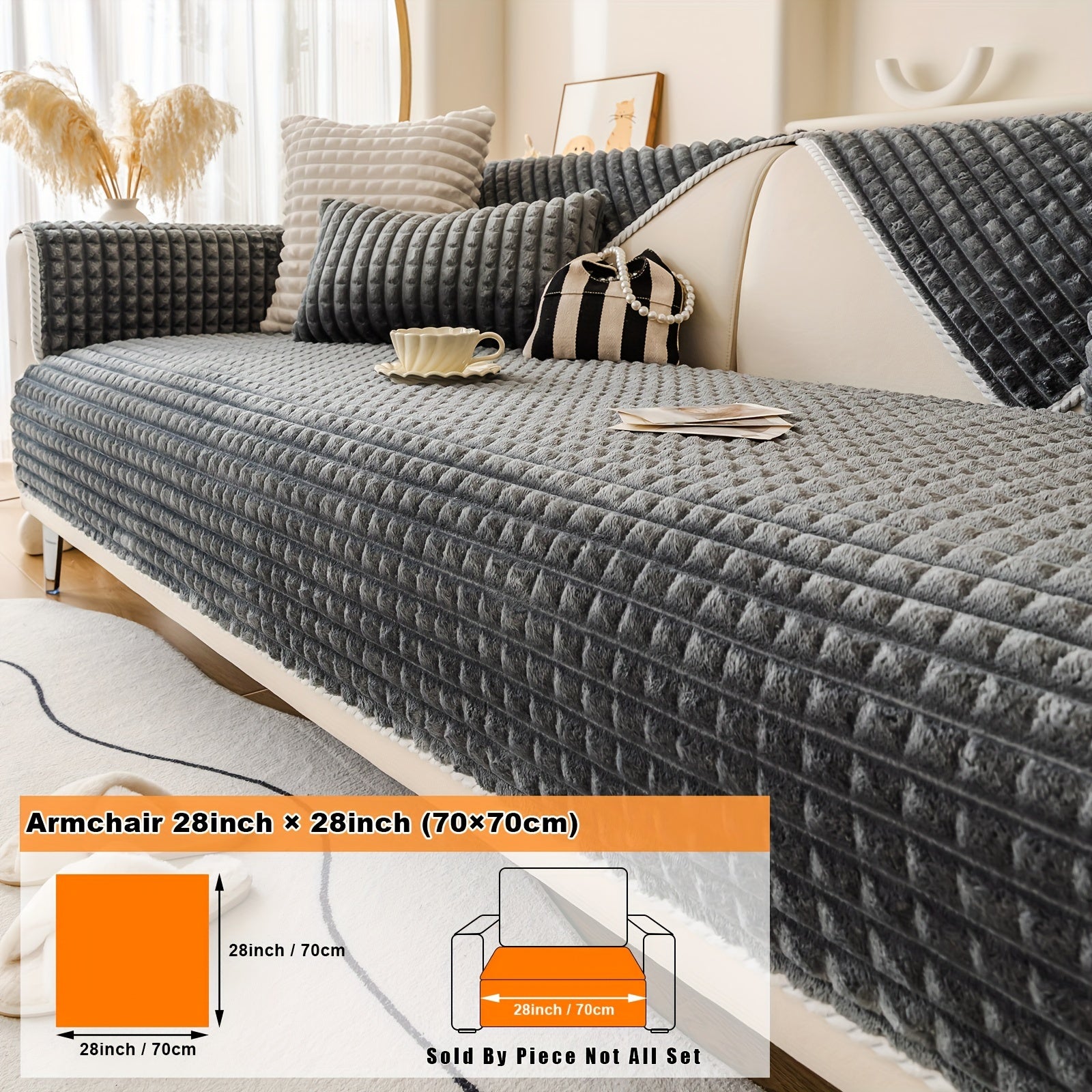 Нескользящая плюшевая накидка на диван для всей мебели, безопасная для домашних животных, легко очищается