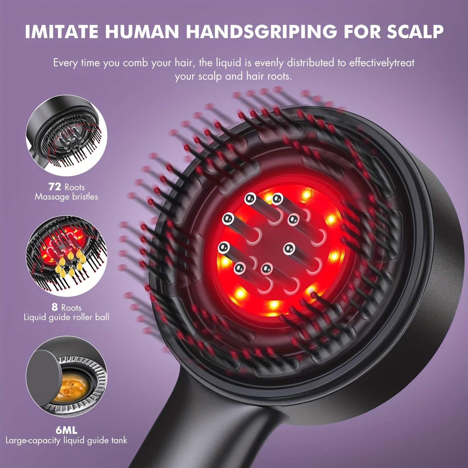 USB Rechargeable Scalp Massager with 1400mAh Lithium Battery for Head Relaxation
