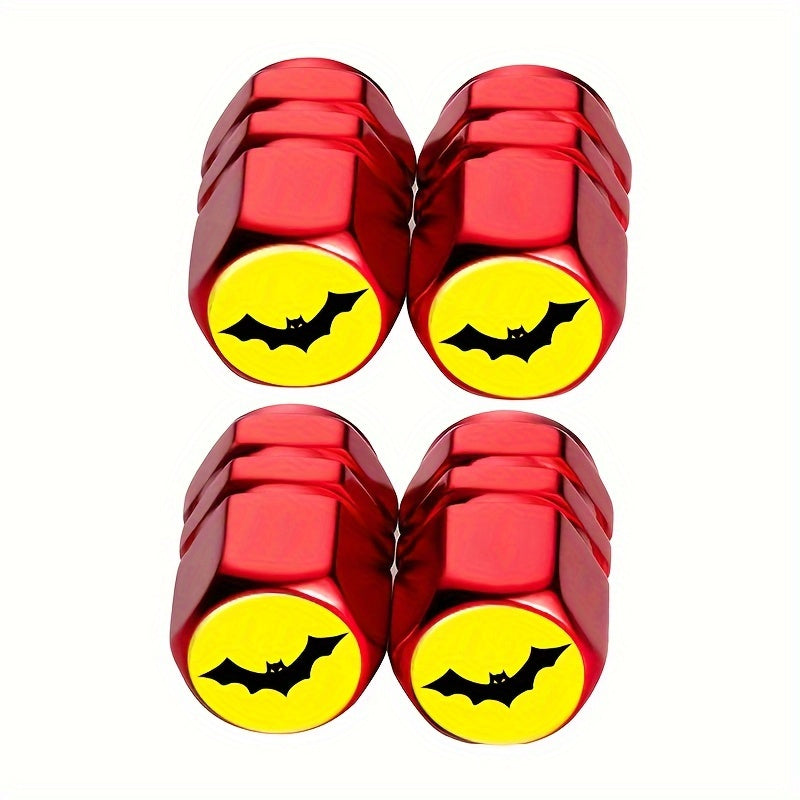 4 Pack Yellow Chrome Car Tire Valve Cap Covers for Auto Motorcycle Truck Bike