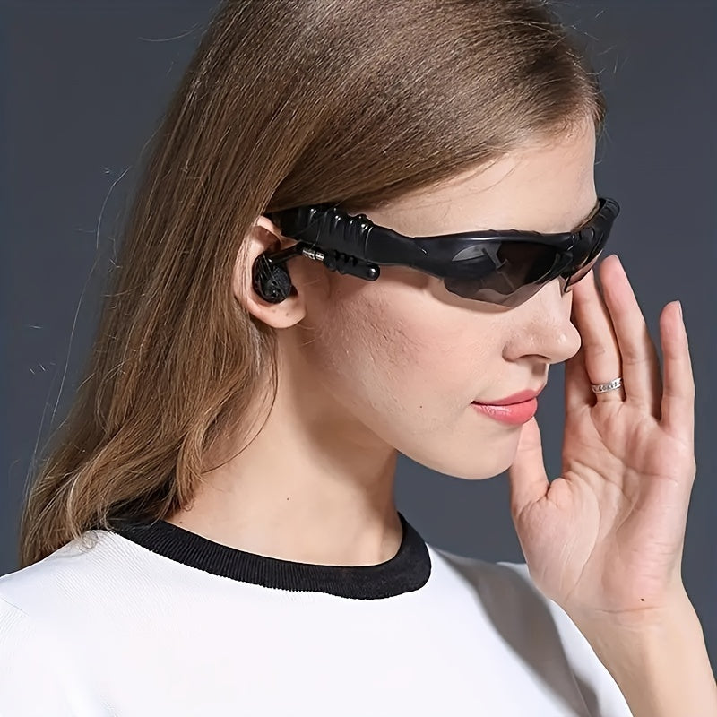 Smart Wireless Driving Glasses with Noise Cancellation Stereo Earbuds USB-C Charging