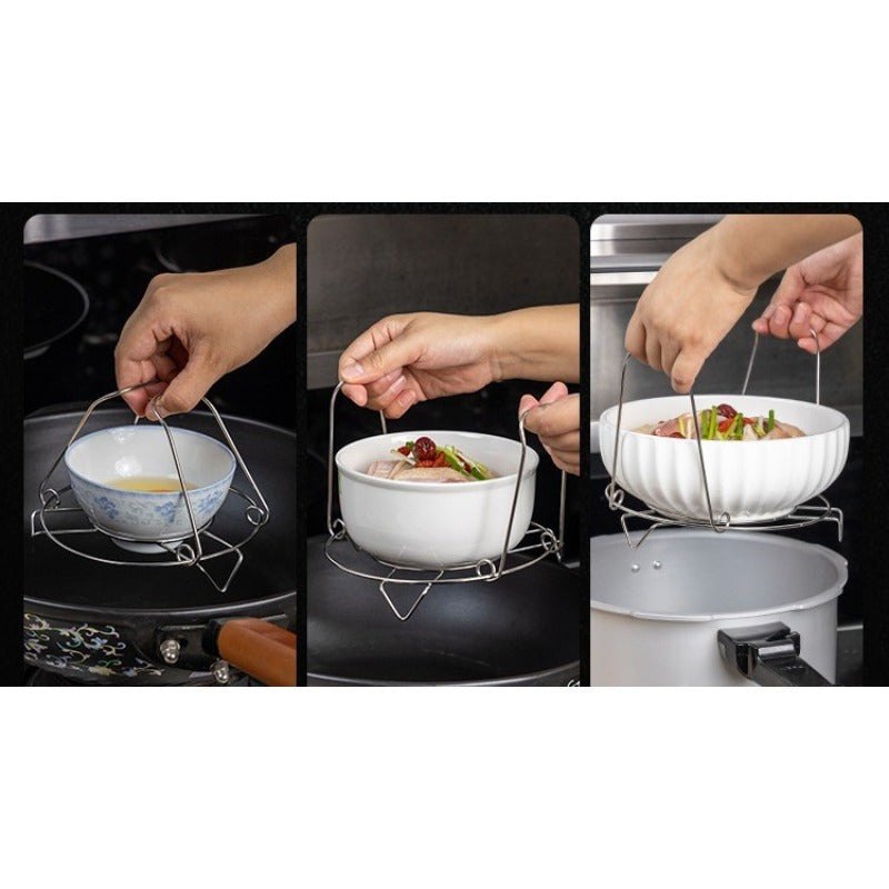 Foldable Stainless Steel Steamer Rack for Cooking and Serving, Anti-Scald Feature