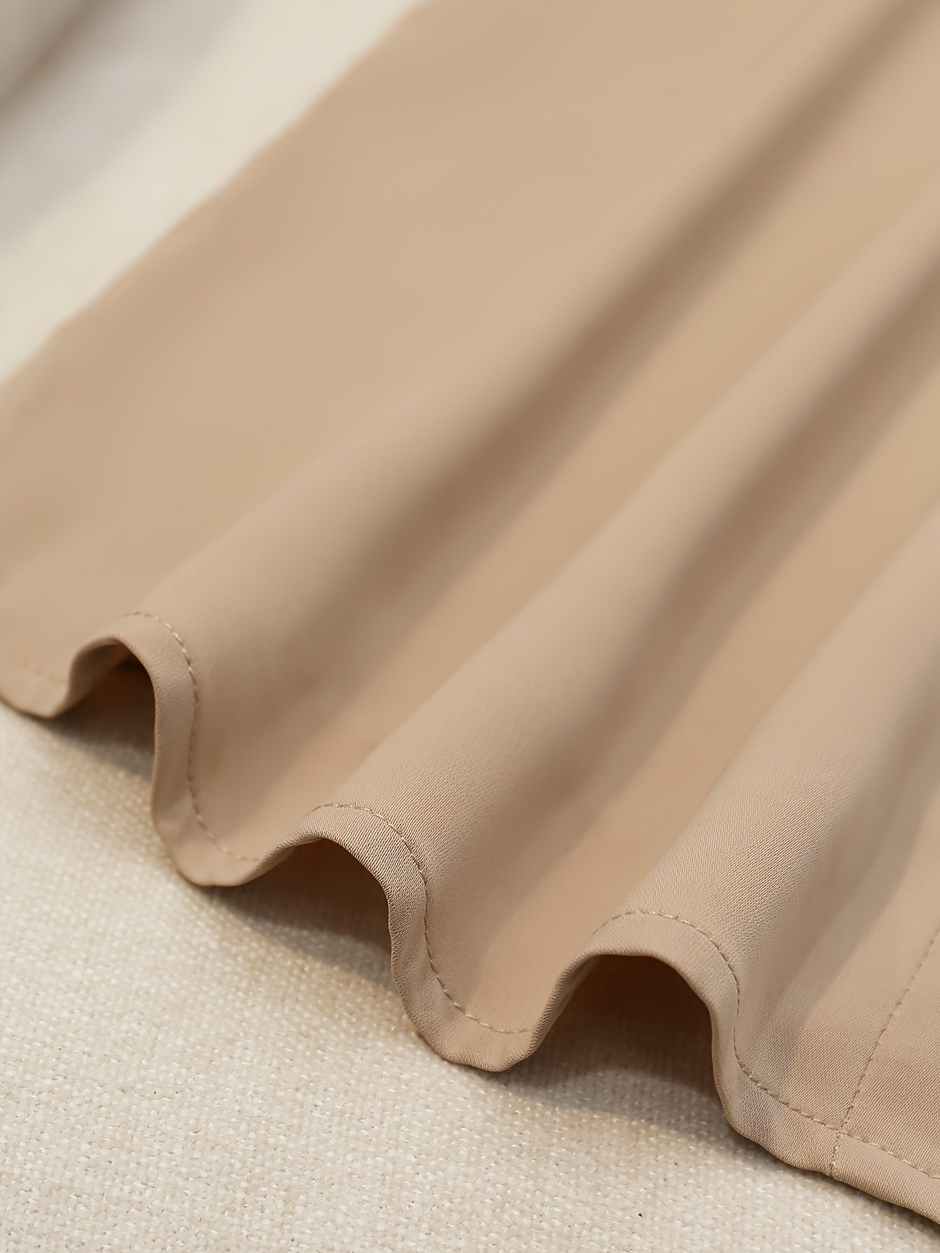 Women's Beige Blouse with Black Ruffle Trim Contrast Collar Long Sleeve Polyester All-Season Elegant Top