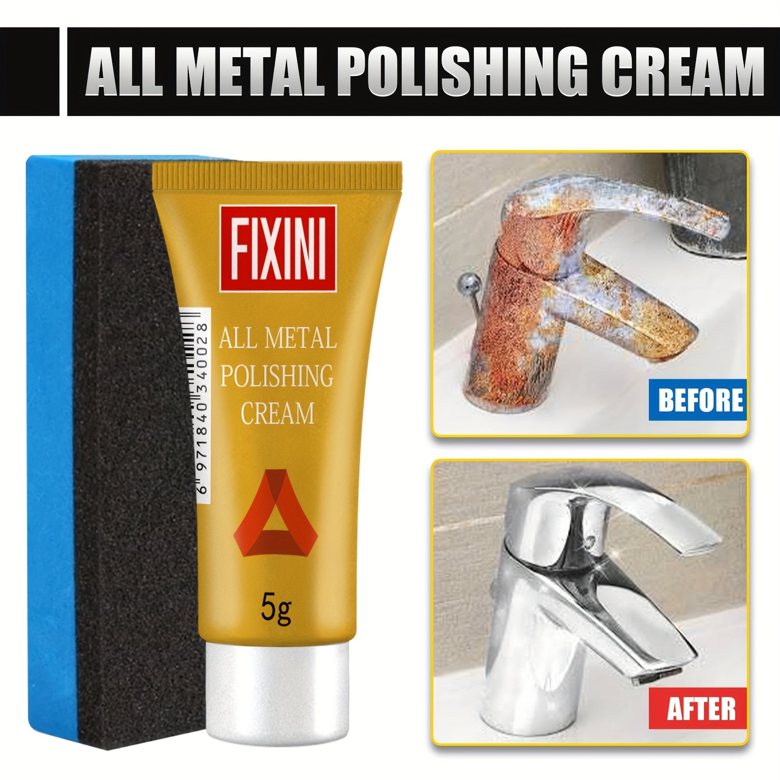 All-Metal Polishing Cream with Sponge for Stainless Steel and Ceramic Cleaning