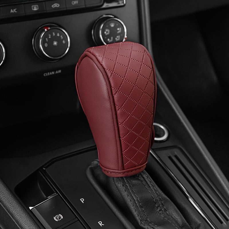 Universal PU Leather Non-Slip Car Gear Shift Knob Cover Black Auto Parts