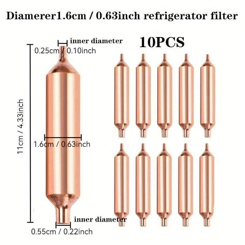 Metal sovutgichni quritish filtri - 5 ta almashtirish qismi va aksessuarlar to'plami. Universal mos keladi, elektr ta'minoti talab qilinmaydi. Toza mis materialidan tayyorlangan.