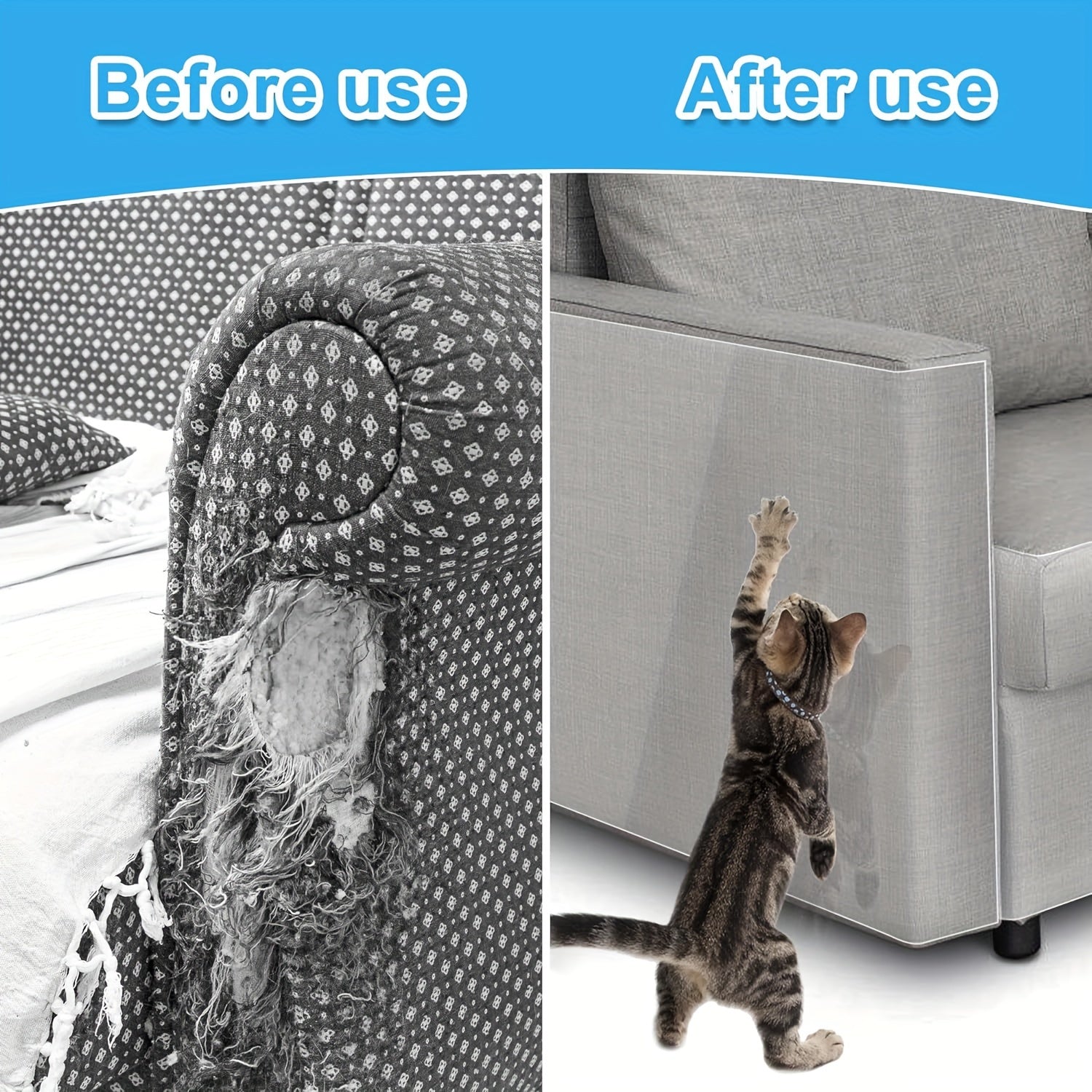 Transparent PVC Self-Adhesive Sofa Protector for Cats 299.72x29.97cm